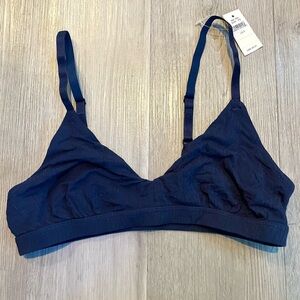 Aerie Navy Blue Modal Ribbed Soft Triangle Ribbed Bralette size Small